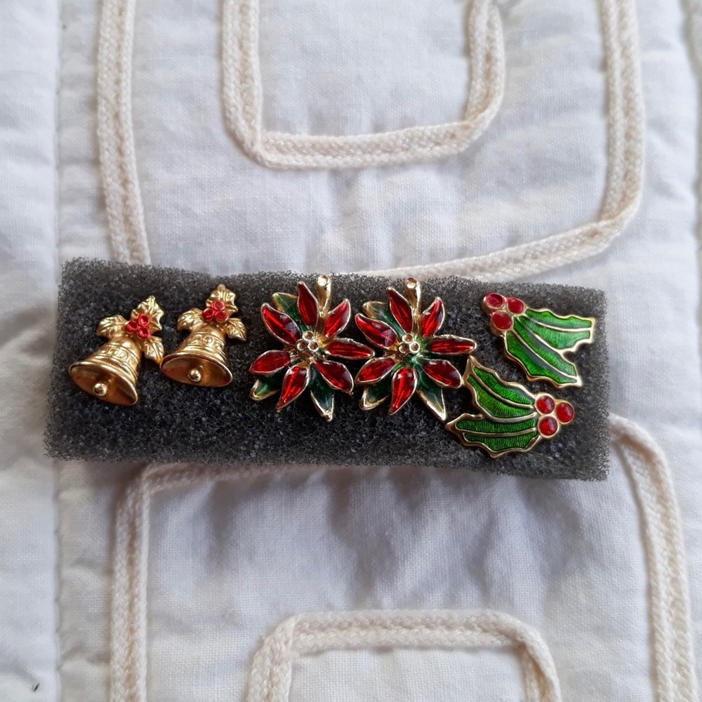3 pairs of Christmas/holiday earrings